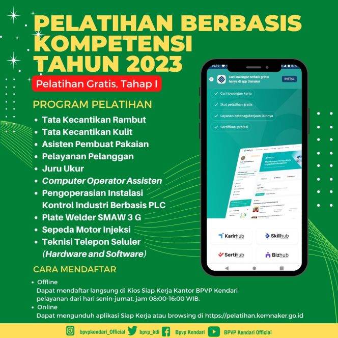 
 Segera Daftar, BPVP Kendari Buka Pendaftaran 10 Program Pelatihan Kompetensi