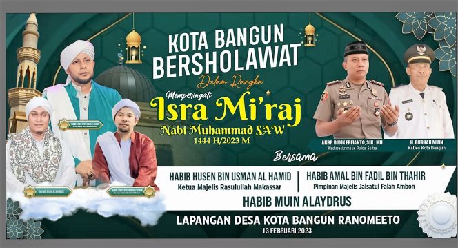 
 Peringatan Isra Mi’raj di Desa Kota Bangun Ranomeeto Bakal Dihadiri Tiga Habib Ternama