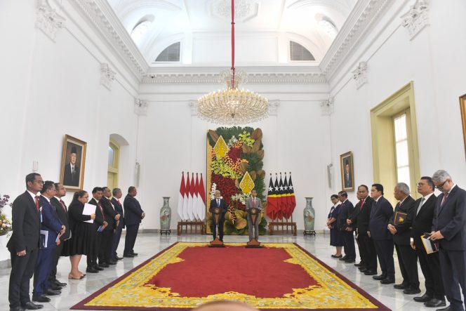 
 Pertemuan Presiden Joko Widodo dengan Perdana Menteri Republik Demokratik Timor-Leste, Kay Rala Xanana Gusmao, di Istana Kepresidenan Bogor, Provinsi Jawa Barat. Foto: Istimewa  