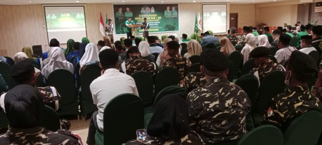 
 Sekjen Pimpinan Pusat (PP) GP Ansor Ahmad Rifqi Al Mubarok membuka Konverwil GP Ansor Sultra. Foto: Penafaktual.com
