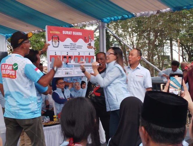 
 Paslon ASR-Hugua melakukan simulasi pencoblosan nomor urut 02 pada Pilgub 2024. Foto: Istimewa