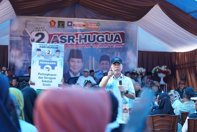 
 Calon Gubernur Sulawesi Tenggara  Andi Sumangerukka berkampanye di Kelurahan Molawe, Kecamatan Molawe, Konawe Utara. Foto: Penafaktual.com