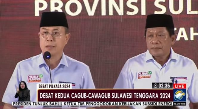 
 ASR-Hugua saat menyampaikan visi misi dalam debat kedua Pilgub Sultra. Foto: Istimewa