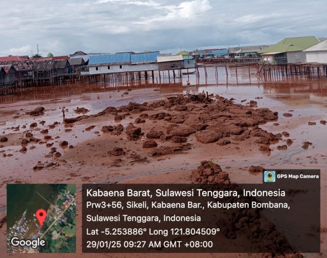 
 Dugaan pencemaran lingkungan yang diduga dilakukan PT Timah Investasi Mineral di Desa Baliara, Kecamatan Kabaena Barat, Kabupaten Bombana. Foto: Istimewa