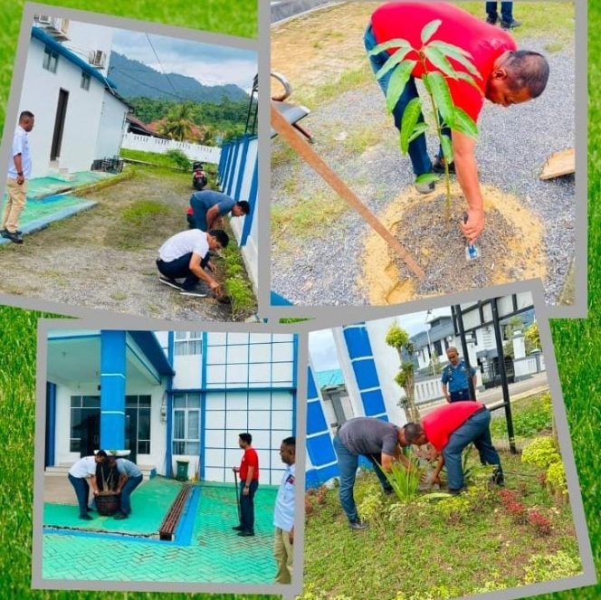 
 Penanaman 30 pohon buah-buahan dan taman bunga di area Kantor UPP Kelas I Molawe. Foto: Istimewa