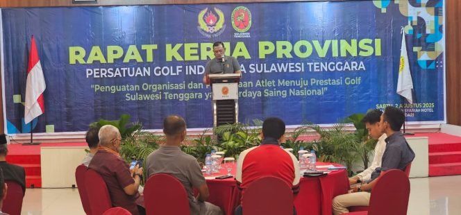
 Rapat Kerja Provinsi (Rakerprov) Persatuan Golf Indonesia Sultra 2025 di Hotel Sahid Aziza Syariah Kendari. Foto: Istimewa