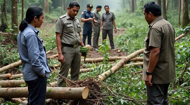 Ilustrasi illegal logging. sumber: Istimewa