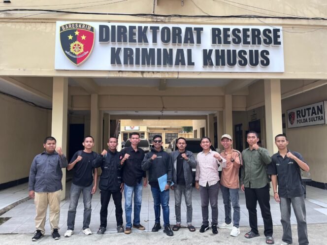 
 Jaringan Garuda Nusantara melaporkan dugaan korupsi proyek Jalan Lingkar Kota Baubau senilai Rp160 miliar yang bersumber dari APBD Tahun Anggaran 2021, ke Direktorat Reserse Kriminal Khusus (Ditreskrimsus) Polda Sultra. Foto:  Istimewa
