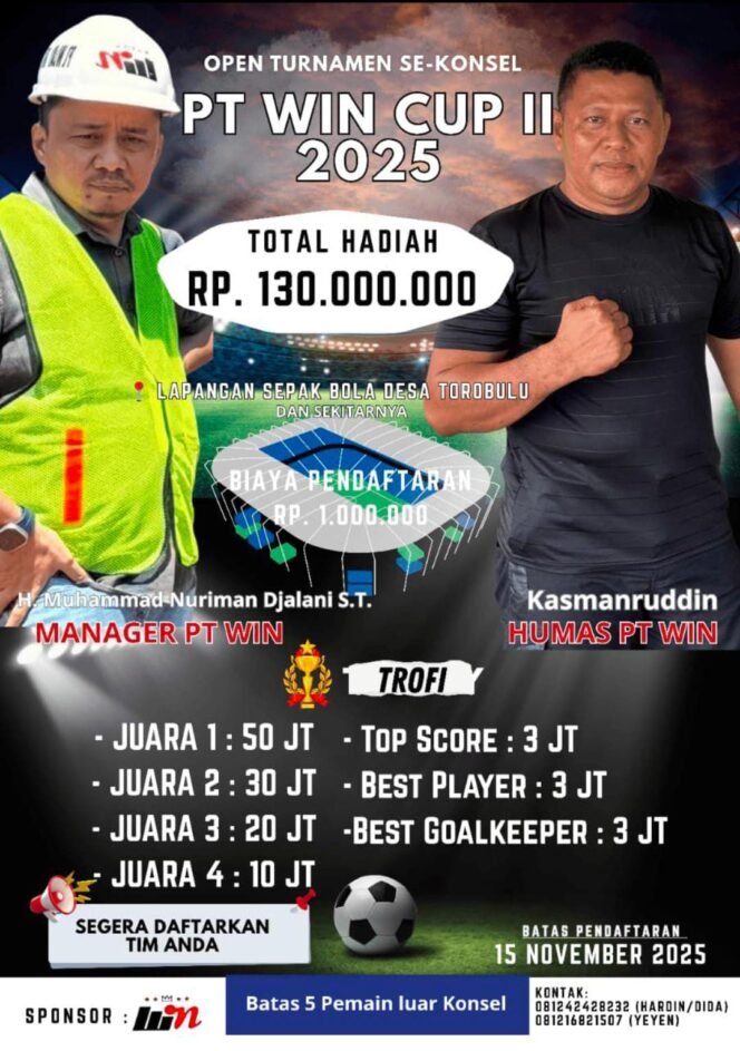 
 PT WIN CUP II 2025: Ajang Sepak Bola Bergengsi untuk Lahirkan Atlet Profesional
