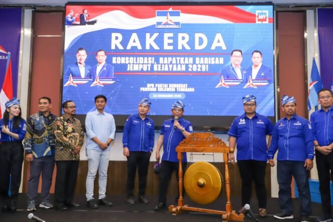 
 Pembukaan Rapat Kerja Daerah (Rakerda) Demokrat Sultra pada Selasa 23 Desember 2025 di hotel Claro Kota Kendari. Foto: Penafaktual.com