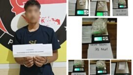Salah satu terduga pelaku tindak pidana penyalahgunaan narkotika, Inisial ST (kiri) dan barang bukti sabu. Foto Istimewa