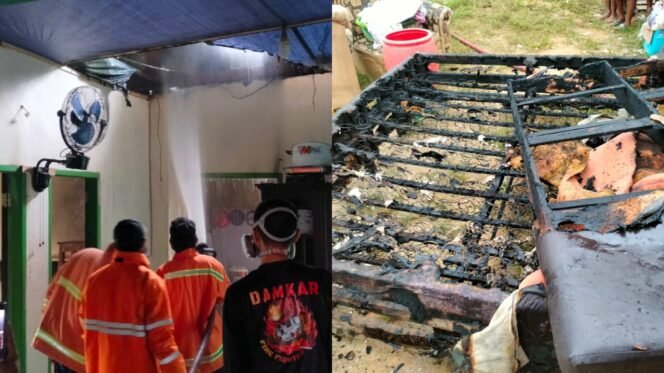
 Tim Damkar Kota Kendari saat memadamkan api di rumah warga Kelurahan Labibia Kota Kendari, Foto: Istimewa.