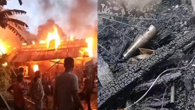 
 Rumah milik La Ruani (73) di Kelurahan Jaya Bakti, Buton Selatan, ludes terbakar. Foto: Istimewa