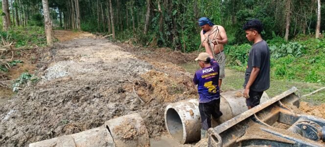 
 Warga Desa Lamoeri, Kecamatan Angata, Kabupaten Konawe Selatan terpaksa membangun sendiri jembatan lantaran Kades diduga tidak peduli. Foto: Istimewa
