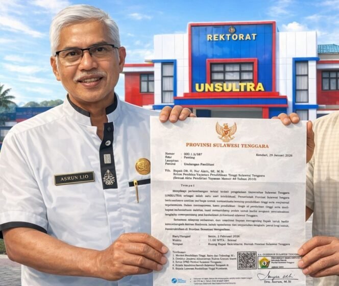 
 Sekda Sultra, Asrun Lio mengundang Nur Alam untuk menghadiri mediasi terkait polemik Yayasan Dikti Sulawesi Tenggara. Foto: Ilustrasi AI