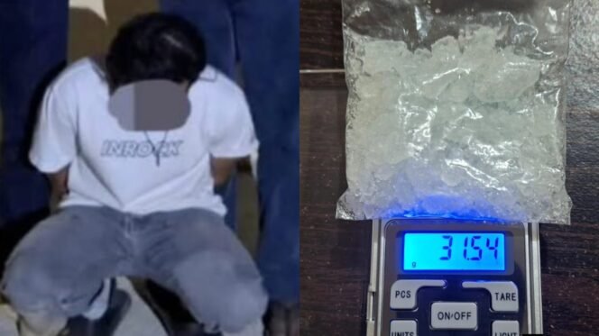 
 Pria inisial R ditangkap polisi diduga terlibat penyalahgunaan narkotika jenis sabu. Foto: Istimewa