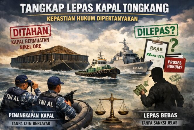 
 Ilustrasi penangkapan kapal tongkang. Foto: Istimewa