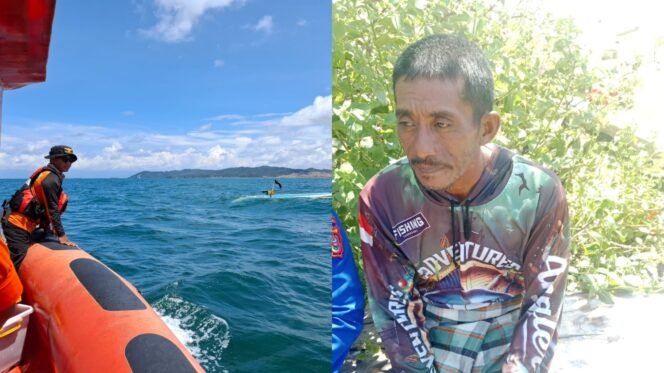 
 Mahdi (47) nelayan yang sempat hilang di Perairan  Tanggetada Kolaka ditemukan selamat. Foto: Istimewa