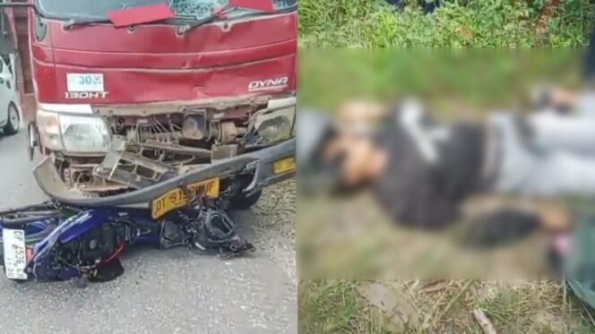 
 Motor Yamaha Jupiter bertabrakan dengan truk mengakibatkan pengendara meninggal dunia. Foto: Istimewa