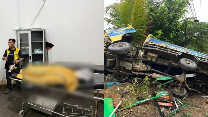 
 Seorang sopir tewas akibat kecelakaan truk di Konawe Utara. Foto: Istimewa