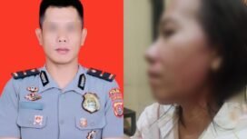 Ipda MA (kiri) diduga melakukan KDRT terhdap istrinya SL hingga mengalami memar pada pipi kirinya. Foto: Istimewa