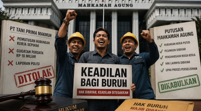 Ilustrasi. Tiga buruh perusahaan di Sulawesi Tenggara mendapatkan keadilan menjelang Hari Buruh 2026.Foto: AI