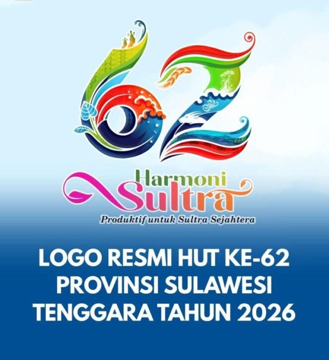 
 Logo HUT ke 62 Provinsi Sulawesi Tenggara. Foto: Istimewa