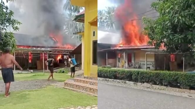 
 Dua rumah warga di Kolaka Utara terbakar, Senin (6/4/2026). Foto: Istimewa