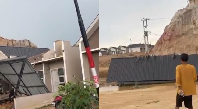 Rumah warga BTN Tapalosa Kendari rusak diterjang angin kencang, Jumat (10/4/2026). Foto: Istimewa