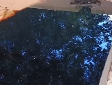 Limbah cair berwarna hitam pekat dan bauh nampak mengalir dan mencemari Kali Wuawua. Foto: Istimewa