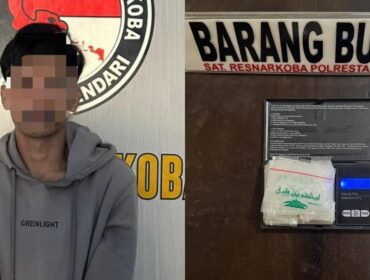 SRB (24), terduga pelaku tindak pidana penyalahgunaan narkotika diamankan at Resnakoba Polresta Kendari. Foto: Istimewa