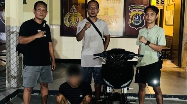 Seorang mahasiswa indisl PS (23) diamankan polisi saat hendak jual motor hasil curian di Kolaka. Foto: istimewa.