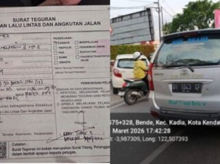 Sat lantas Polresta Kendari memberikan teguran tertulis kepada Lembaga Kursus YA Handayani. Foto: Istimewa