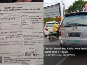 Sat lantas Polresta Kendari memberikan teguran tertulis kepada Lembaga Kursus YA Handayani. Foto: Istimewa