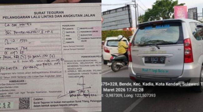 Sat lantas Polresta Kendari memberikan teguran tertulis kepada Lembaga Kursus YA Handayani. Foto: Istimewa