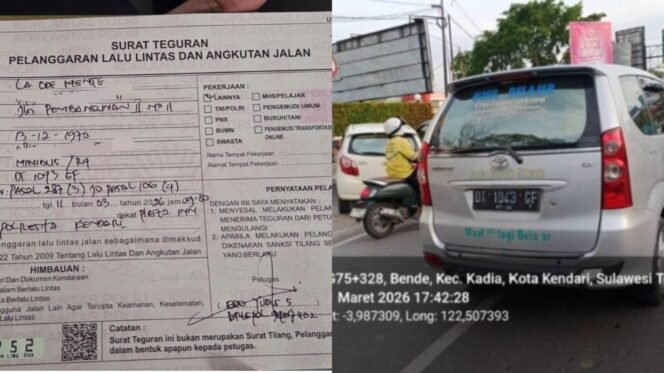 
 Sat lantas Polresta Kendari memberikan teguran tertulis kepada Lembaga Kursus YA Handayani. Foto: Istimewa