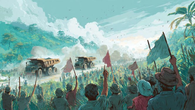 
 Ilustrasi konflik lahan masyarakat Lambusango dengan PT BBDM. Foto: Istimewa

