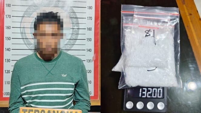 
 Pria di Kabupaten Konawe Selatan inisial S (43) ditangkap polisi usai diduga jadi pengedar sabu di Kecamatan Laeya. Foto: Istimewa