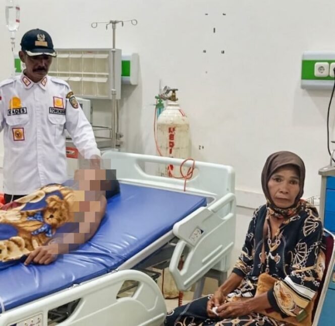 
 Sultang Bocah dari Desa Torokeku, Kecamatan Tinanggea terbaring lemas di RSUD Konawe Selatan. Foto: Istimewa