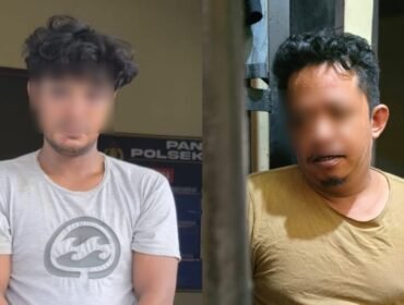 Dua pria inisial KR (26) dan R (30) pelaku pencurian rumah makan di Kota Kendari ditangkap polisi. Foto: Istimewa
