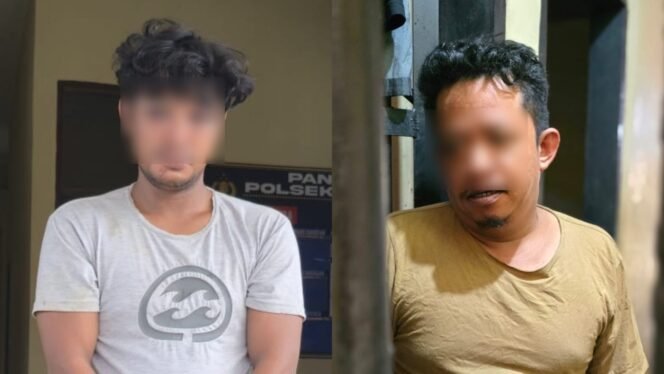 
 Dua pria inisial KR (26) dan R (30) pelaku pencurian rumah makan di Kota Kendari ditangkap polisi. Foto: Istimewa