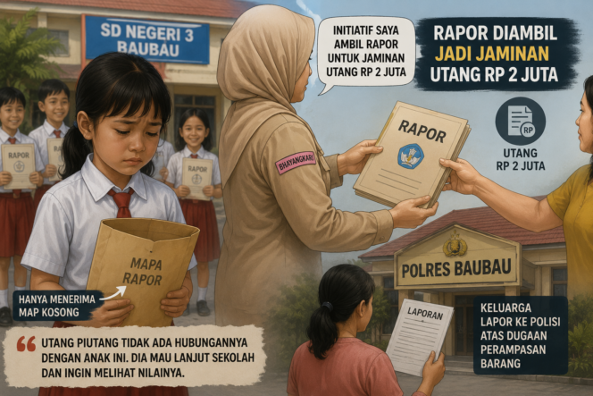 
 Ilustratsi. Ibu Bhayangkri di Baubau ambil rapor siswa lalu dijadikan sebagai jaminan utang