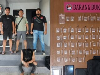 Pria berinisial H (19) ditangkap polisi kasus narkoba (kiri) dan barang bukti yang diamankan dari tangan pelaku. Foto: Istimewa