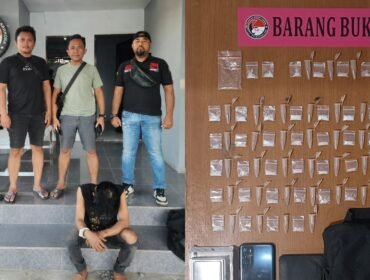 Pria berinisial H (19) ditangkap polisi kasus narkoba (kiri) dan barang bukti yang diamankan dari tangan pelaku. Foto: Istimewa