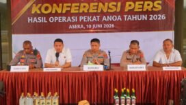 Polres Konawe Utara membeberkan hasil Operasi Pekat Anoa 2026 dalam konferensi pers. Foto: Istimewa