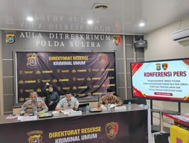 Konferensi pers pengungkapan kasus penyelenggaraan ibadah umrah ilegal PT Tajak Ramadhan Grup (TRG). Foto: Istimewa