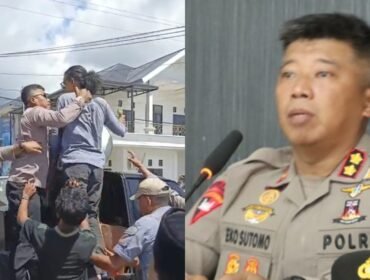 Kapolres Bombana, AKBP Eko Sutomo melalui Kasi Humas Iptu Abdul Hakim memberikan penjelasan terkait dugaan tindakan represif Kapolres saat demo mahasiswa. Foto: Istimewa