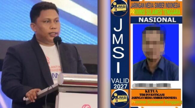 Ketua JMSI Sulawesi Tenggara (Sultra), Adhi Yaksa Pratama, (kiri) akan menempuh langkah hukum terkait pencatutan logo organisasi. Foto: Istimewa
