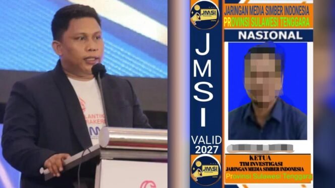 
 Ketua JMSI Sulawesi Tenggara (Sultra), Adhi Yaksa Pratama, (kiri) akan menempuh langkah hukum terkait pencatutan logo organisasi. Foto: Istimewa