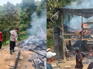 Rumah warga di Desa Sani-sani, Kecamatan Samaturu, Kabupaten Kolaka ludes terbakar saat pemilknya pergi ke kebun. Foto: Istimewa